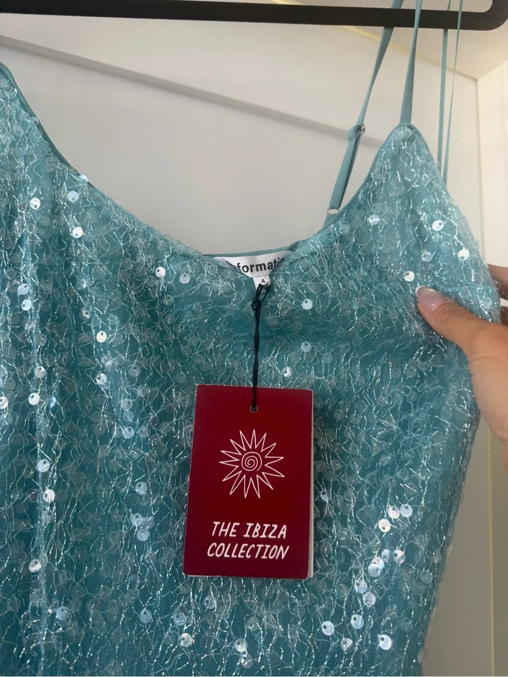Reformation Teal Sequin Midi Dress